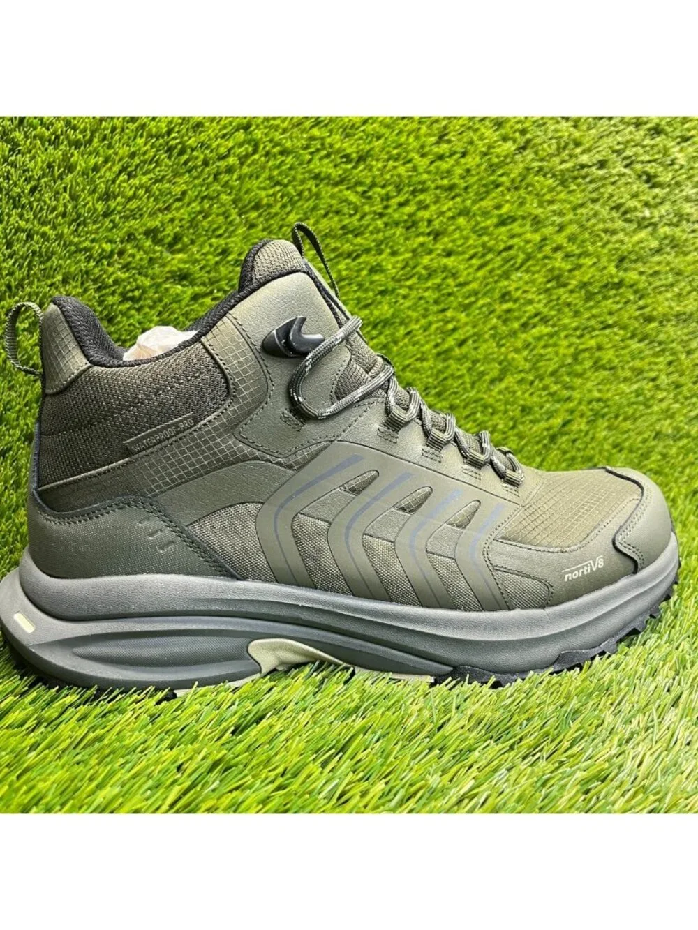 Nortiv 8 Mens Size 10.5 Green Gray Outdoor Lace Up Waterproof Pro Hiking Boots
